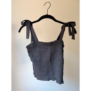 NWT Abercrombie and Fitch Grey Smocked Cami with Ties / Size: S